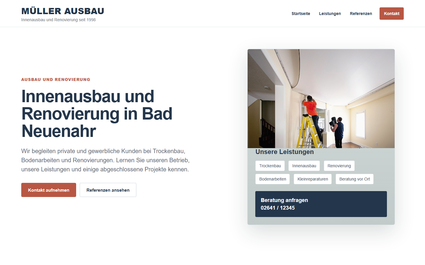Bestehender Website-Auftritt vor der Überarbeitung